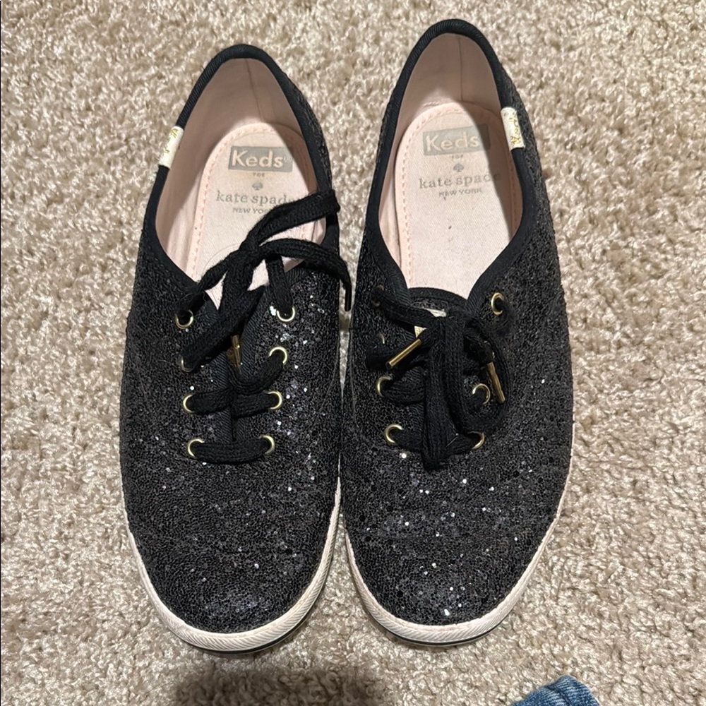 Keds x Kate Spade Black Glitter Sneakers
